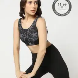 All Over Printed Medium Support Training Sports Bra-image-6