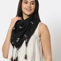 Women Bird Print Stole with Tassels-picture-41