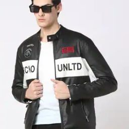 Men Logo Embroidered Slim Fit Biker Jacket-picture-20
