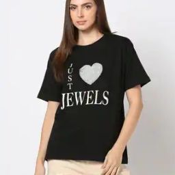 Women Embellished Loose Fit Round-Neck T-Shirt-image-59