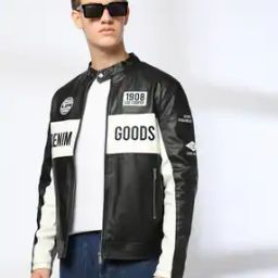 Men Embroidered Regular Fit Biker Jacket-picture-46