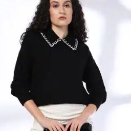 Women Embellished Relaxed Fit Pullover-image-3