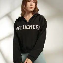 Women Typographic Print Regular Fit Hooded Jacket-10
