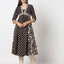 Women Floral Print Flared Kurta-image-26