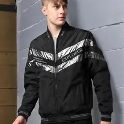 Men Typographic Print Reversible Regular Fit Bomber Jacket-picture-37