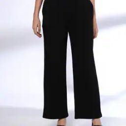 Women Panelled Straight Fit Flat-Front Pants-image-19