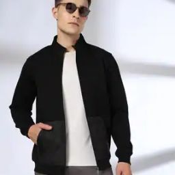 Men Regular Fit High-Neck Sweatshirt with Kangaroo Pockets-picture-12