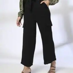 Women Parallel Fit Belted Cargo Pants-image-62