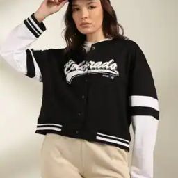 Women Printed Regular Fit Bomber Jacket-12