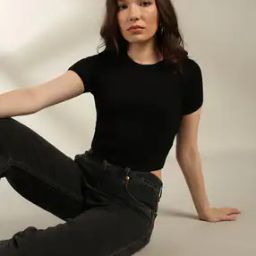 Women Fitted Round-Neck Crop Top-picture-14