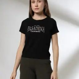 Women Embossed Iridescent Regular Fit Crew-Neck T-Shirt-image-89