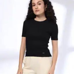 Women Ribbed Regular Fit T-Shirt-picture-23