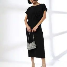 Women Shimmer Sheath Dress with Extended Sleeves-image-51