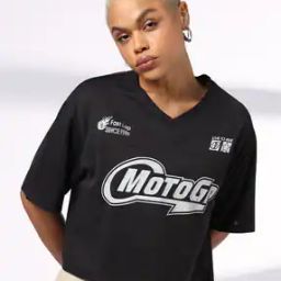 Women Typographic Print Oversized Top-image-44