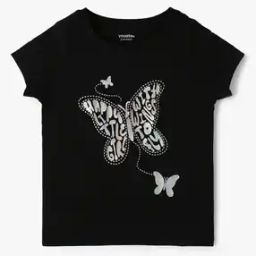 Girls Butterfly Print Regular Fit Crew-Neck T-Shirt-image-40