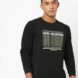 Typography Print Crew-Neck T-shirt with Raglan Sleeves-42