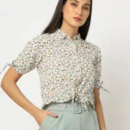 Printed Shirt with Waist Tie-Up-image-81