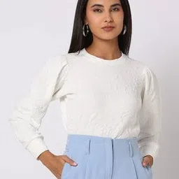 Floral Pattern Sweatshirt with Ribbed Hem-picture-15