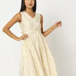 V-Neck Fit & Flare Dress-image-41