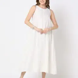 Foil Print Sleeveless A-line Dress-image-58