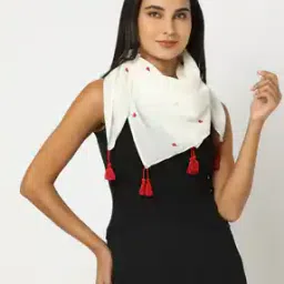 Heart Embroidered Scarf with Tassels-image-11