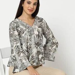 Printed V-Neck Relaxed Fit Top-12