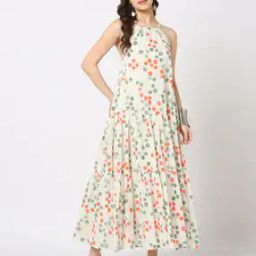 Polka-Dot Print Maxi Tiered Dress-image-47