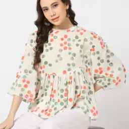 Polka-Dot Print Top with Bell Sleeves-image-47
