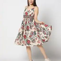 Floral Print Fit & Flare Dress-picture-41