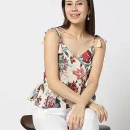 Floral Printed Peplum Top-26