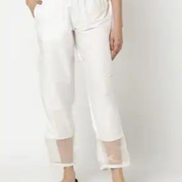Women Straight Pants with Lace Hem-picture-19