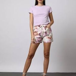 outryt by azorte Floral Print Linen Paperbag Shorts-picture-5