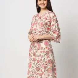 svrnaa by azorte Floral Print Straight Kurta-picture-27