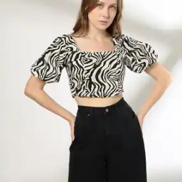 Women Zebra Print Regular Fit Crop Top-image-18