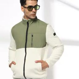 Men Colourblock Slim Fit Puffer Fleece Jacket-picture-17