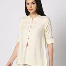 Women Micro Print A-Line Kurti-image-111