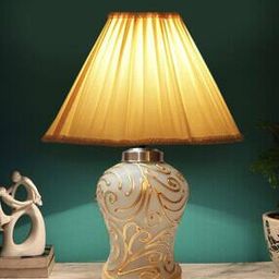 devansh Cotton Shade Lamp with Wooden Base-picture-10