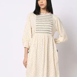 Women Micro Print A-Line Dress-image-50