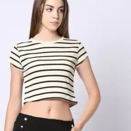 Women Striped Regular Fit Crop Top-image-94