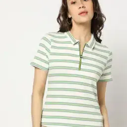 Women Striped Regular Fit Polo T-Shirt-image-19