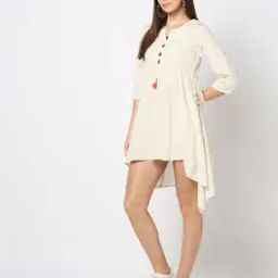 Women Shift Dress with Mandarin Collar-image-3