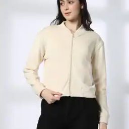 Women Ribbed Regular Fit Bomber Jacket-picture-43