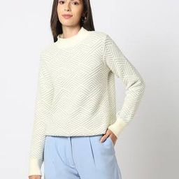Women Geometric-Knit High-Neck Pullover-15