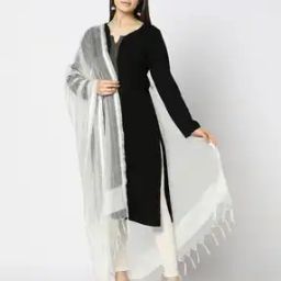 Women Striped Dupatta with Tassels-picture-10
