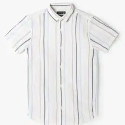 Striped Regular Fit Mockleno Shirt-image-49