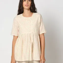 Polka-Dot Print Peplum Top-14