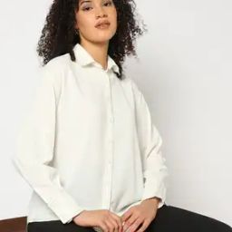 Women Loose Fit Shirt with Spread Collar-image-15