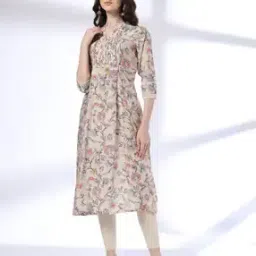 Women Floral Print A-Line Kurta-image-89