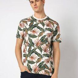 Men Floral Print Regular Fit Crew-Neck T-Shirt-image-89