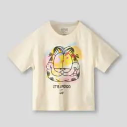 Girls Garfield Print Loose Fit Round-Neck T-Shirt-image-27